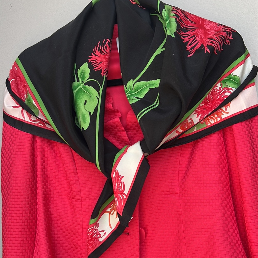 Scarf, 100% silk, 36”x 36”.